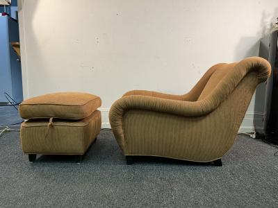 James Mont MID CENTURY AERODYNAMIC ARMCHAIR AND OTTOMAN BY JAMES MONT