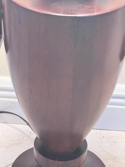 James Mont MID CENTURY CARVED WOOD URN WITH HANDLES LAMPS BY JAMES MONT