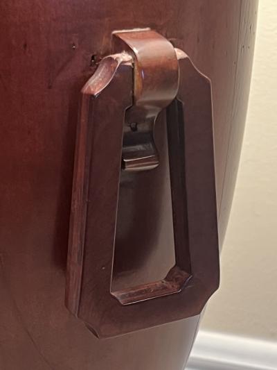 James Mont MID CENTURY CARVED WOOD URN WITH HANDLES LAMPS BY JAMES MONT