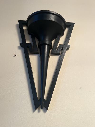 James Mont MID CENTURY MODERNIST BLACK WOOD WALL SHELVES BY JAMES MONT