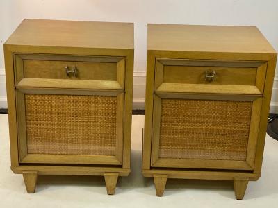 James Mont MID CENTURY WOVEN CANE ACCENT SIDE TABLES NIGHTSTANDS