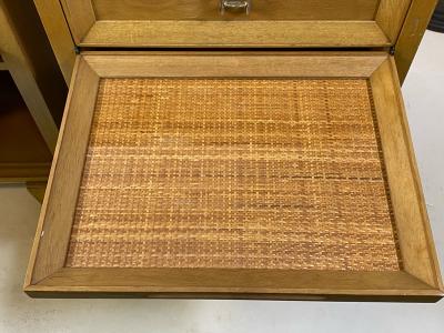 James Mont MID CENTURY WOVEN CANE ACCENT SIDE TABLES NIGHTSTANDS