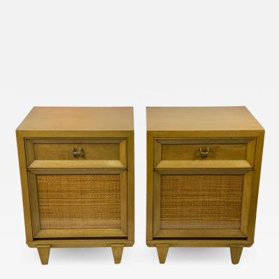 James Mont MID CENTURY WOVEN CANE ACCENT SIDE TABLES NIGHTSTANDS