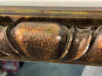 James Mont MIXED METALLIC LEAF FINISH CARVED WOOD MIRROR WITH ANTIQUE MIRROR BY JAMES MONT