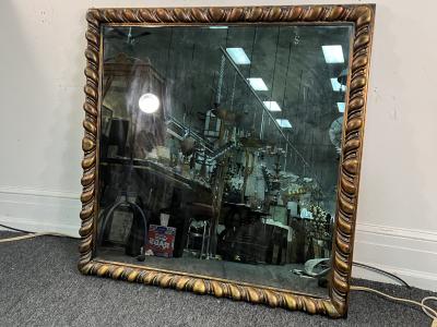 James Mont MIXED METALLIC LEAF FINISH CARVED WOOD MIRROR WITH ANTIQUE MIRROR BY JAMES MONT