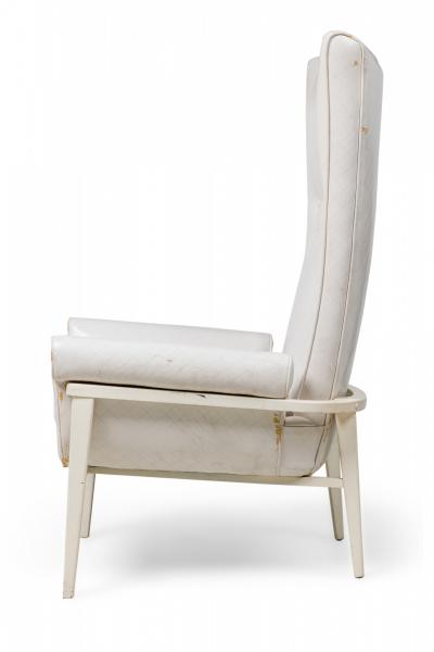 James Mont Mid Century American Modern High Back Button Tufted White Lacquered