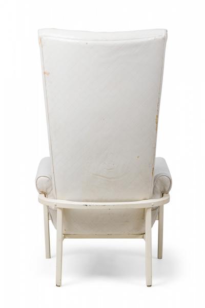 James Mont Mid Century American Modern High Back Button Tufted White Lacquered