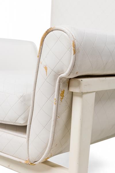 James Mont Mid Century American Modern High Back Button Tufted White Lacquered