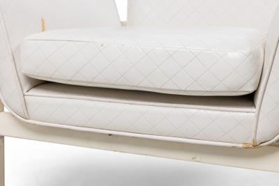 James Mont Mid Century American Modern High Back Button Tufted White Lacquered
