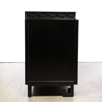 James Mont Mid Century Sideboard in Black Lacquer with Greek Key Detail by James Mont