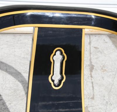 James Mont Ming Style Black Lacquer Brass Low Chair After James Mont