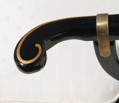 James Mont Ming Style Black Lacquer Brass Low Chair After James Mont