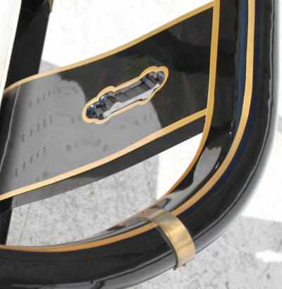 James Mont Ming Style Black Lacquer Brass Low Chair After James Mont