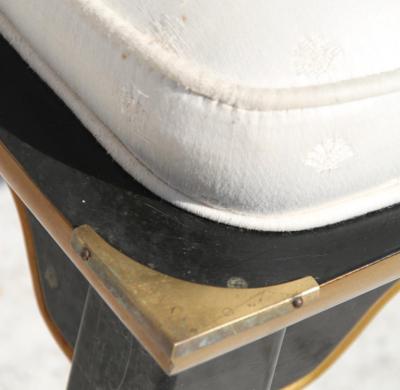 James Mont Ming Style Black Lacquer Brass Low Chair After James Mont