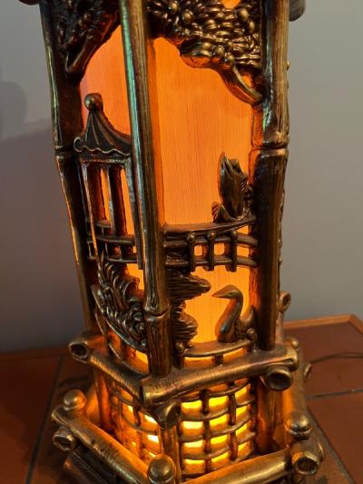 James Mont PAIR OF GILT GESSO WOOD CHINOISERIE LAMPS IN THE MANNER OF JAMES MONT