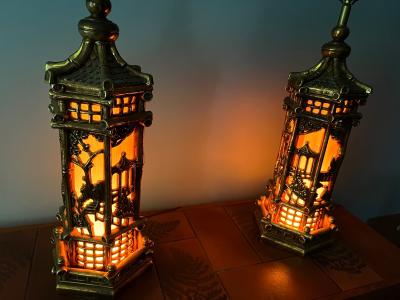 James Mont PAIR OF GILT GESSO WOOD CHINOISERIE LAMPS IN THE MANNER OF JAMES MONT