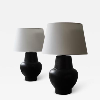 James Mont PAIR OF WOODEN LAMPS