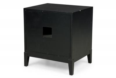 James Mont Pair of American Mid Century Black Matte and Lacquer Bedside Tables