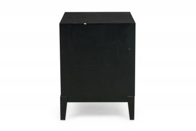 James Mont Pair of American Mid Century Black Matte and Lacquer Bedside Tables