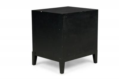 James Mont Pair of American Mid Century Black Matte and Lacquer Bedside Tables