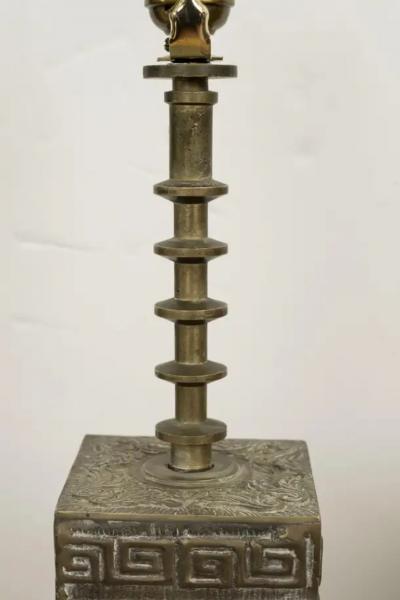 James Mont Pair of Asian Modern Brass Lamps by James Mont