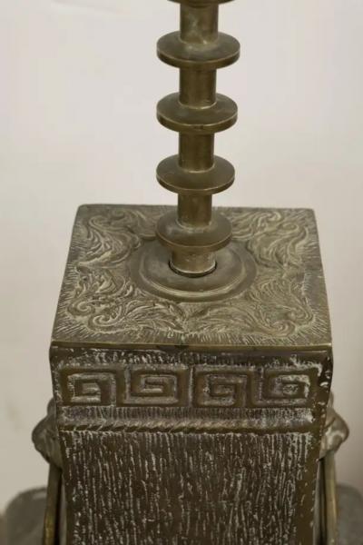 James Mont Pair of Asian Modern Brass Lamps by James Mont