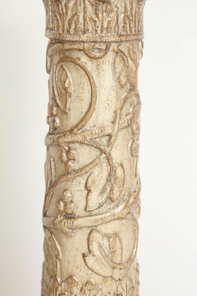 James Mont Pair of Carved Wooden Lamps by James Mont 