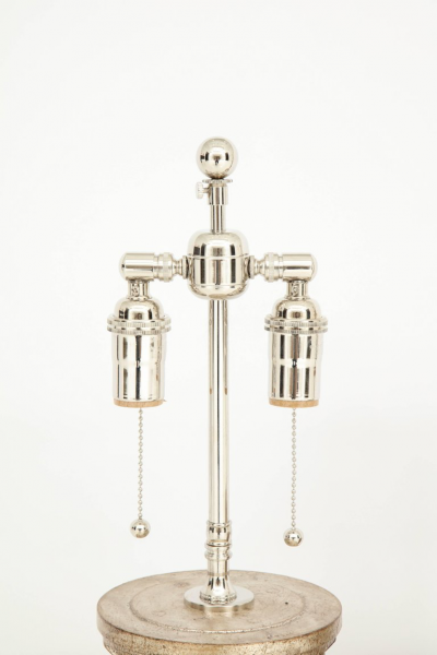 James Mont Pair of Carved Wooden Lamps by James Mont 