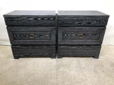 James Mont Pair of Elegant James Mont Cerused Custom Cabinet Nightstand Chests
