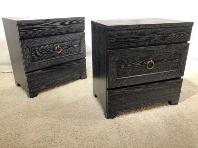 James Mont Pair of Elegant James Mont Cerused Custom Cabinet Nightstand Chests