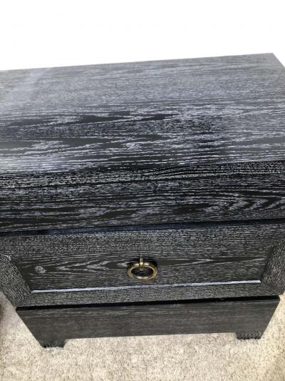 James Mont Pair of Elegant James Mont Cerused Custom Cabinet Nightstand Chests