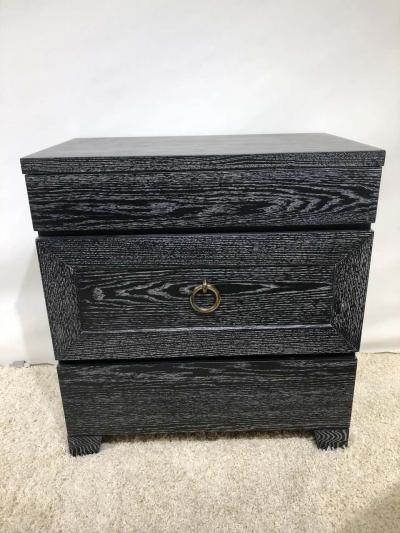 James Mont Pair of Elegant James Mont Cerused Custom Cabinet Nightstand Chests