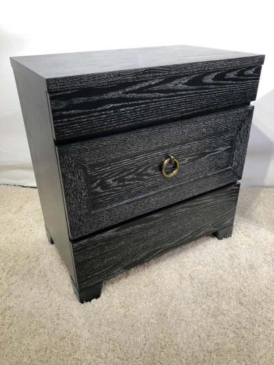 James Mont Pair of Elegant James Mont Cerused Custom Cabinet Nightstand Chests
