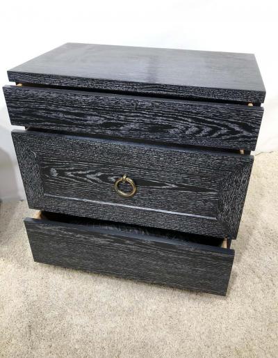 James Mont Pair of Elegant James Mont Cerused Custom Cabinet Nightstand Chests