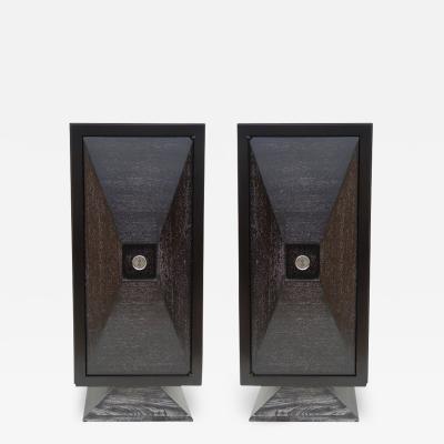 James Mont Pair of Faceted Front Cabinets