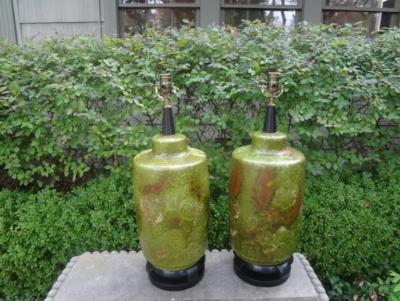 James Mont Pair of Hollywood Regency Lamps Attributed to James Mont