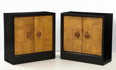 James Mont Pair of James Mont Oak Front Cabinets 