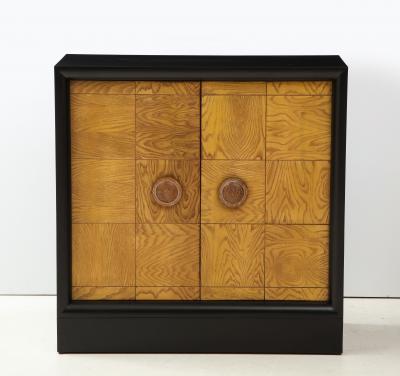 James Mont Pair of James Mont Oak Front Cabinets 