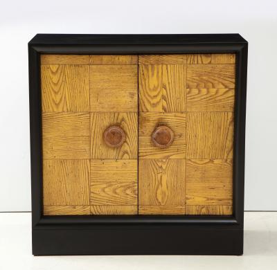 James Mont Pair of James Mont Oak Front Cabinets 