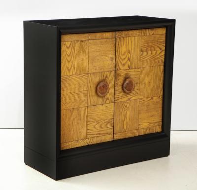 James Mont Pair of James Mont Oak Front Cabinets 