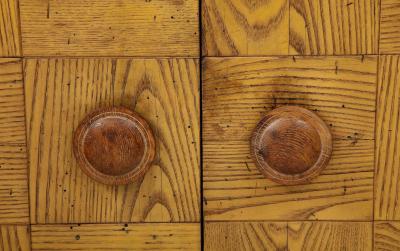 James Mont Pair of James Mont Oak Front Cabinets 