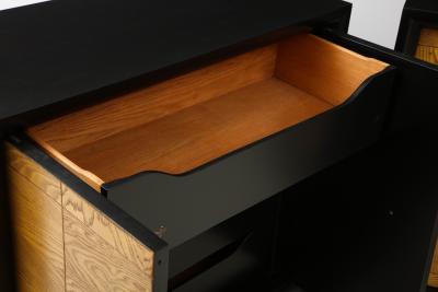 James Mont Pair of James Mont Oak Front Cabinets 