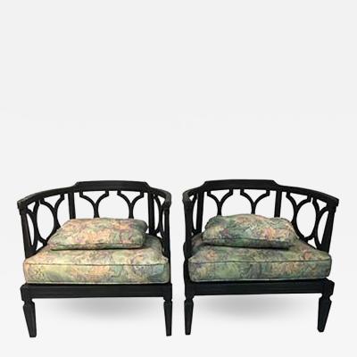 James Mont Pair of James Mont Style Asian Inspired Hollywood Regency Chairs