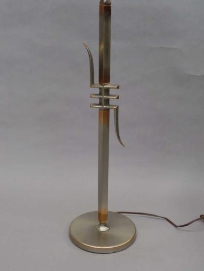 James Mont Pair of Mid Century Modern Nickeled Copper Table Lamps Attributed to James Mont