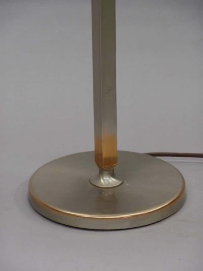 James Mont Pair of Mid Century Modern Nickeled Copper Table Lamps Attributed to James Mont