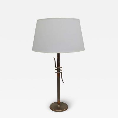 James Mont Pair of Mid Century Modern Nickeled Copper Table Lamps Attributed to James Mont