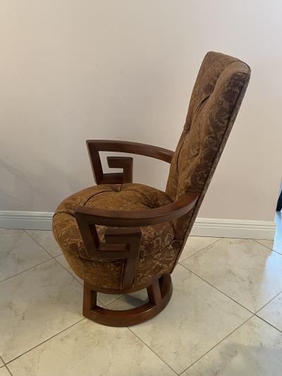 James Mont RARE MODERNIST PAIR OF GREEK KEY DESIGN CHAIRS BY JAMES MONT