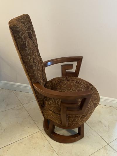 James Mont RARE MODERNIST PAIR OF GREEK KEY DESIGN CHAIRS BY JAMES MONT