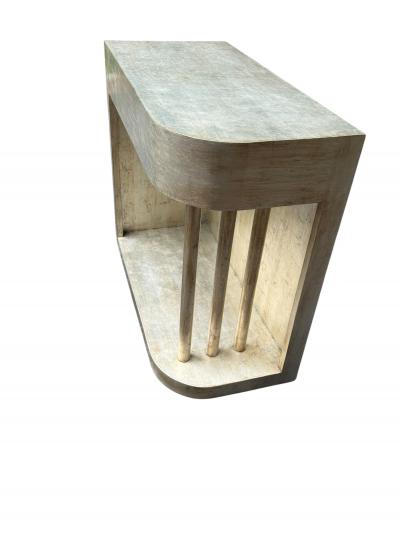 James Mont RARE MODERNIST SILVER LEAFED ART DECO SIDE TABLES BY JAMES MONT