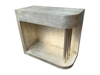 James Mont RARE MODERNIST SILVER LEAFED ART DECO SIDE TABLES BY JAMES MONT